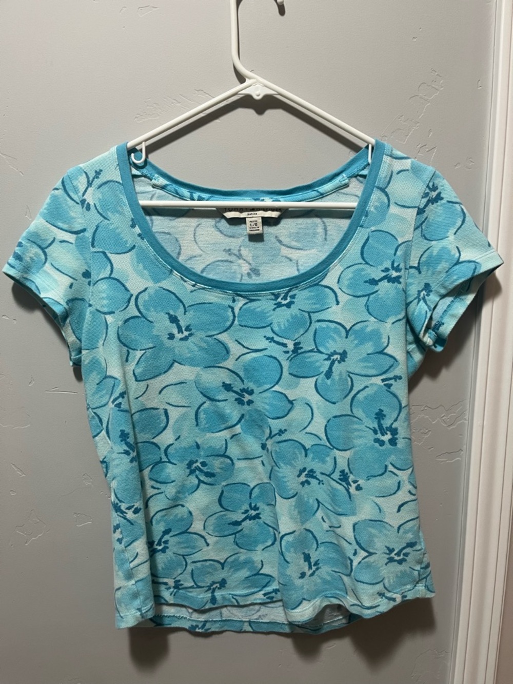 Tommy Hilfiger Floral Blue Women's Top Women Petite Large